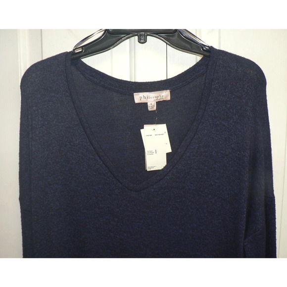 Philosophy Women's Cozy Soft V-Neck 3/4 Sleeve Tee in Navy Heather Small $25 - Picture 3 of 4
